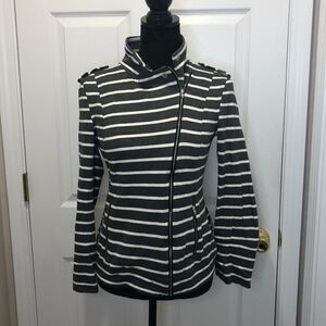 Market & Spruce gray and white striped zip front jacket size medium